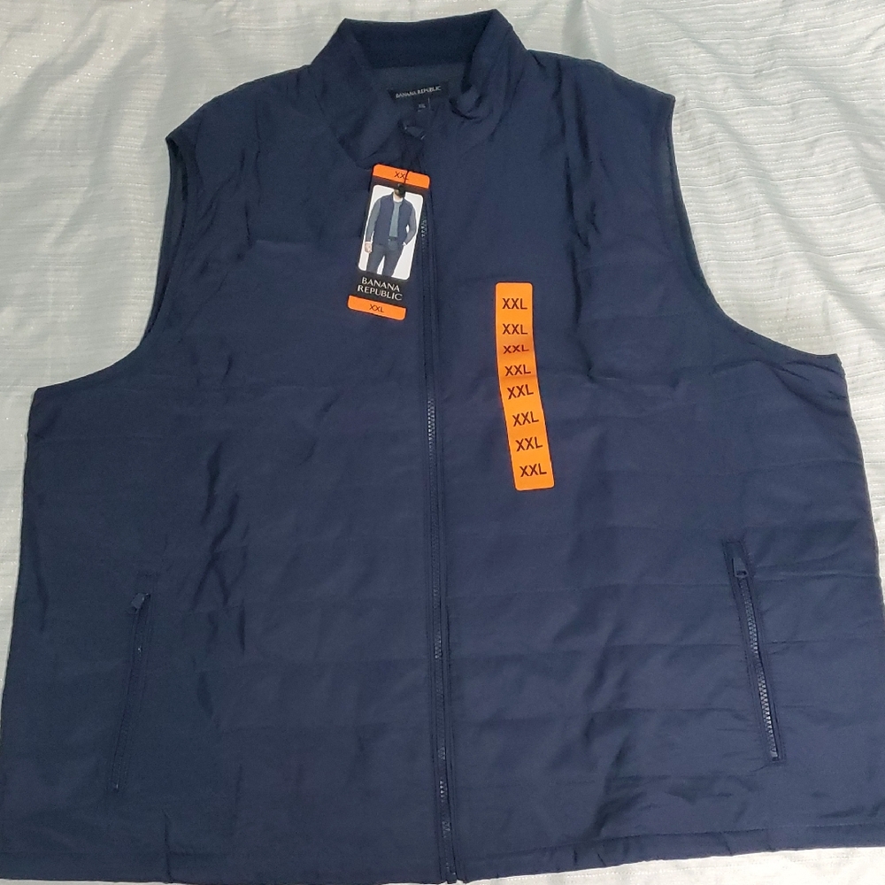 Banana Republic Navy Puffer Vest Zip Up